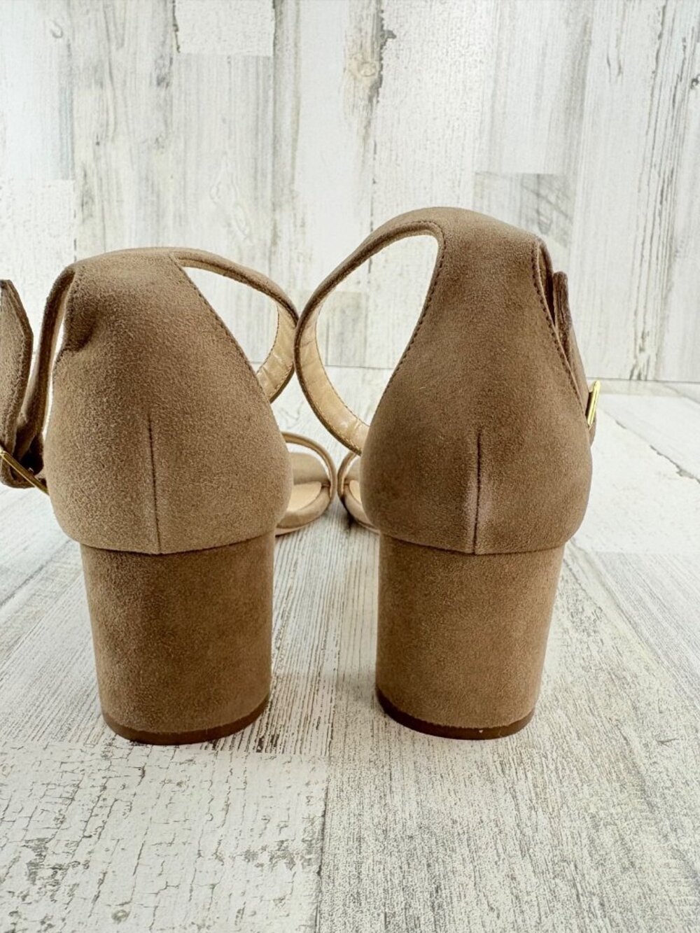 Ann Mashburn Anke Wrap Heel Sandals Womens Shoes 39 8.5 Tan Suede - Picture 7 of 15